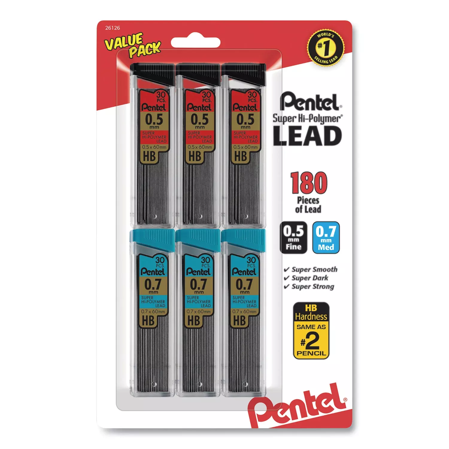 0.5 mm, 0.7 mm - #2 - Black Lead - Break Resistant - 30/Tube - 1 Pack