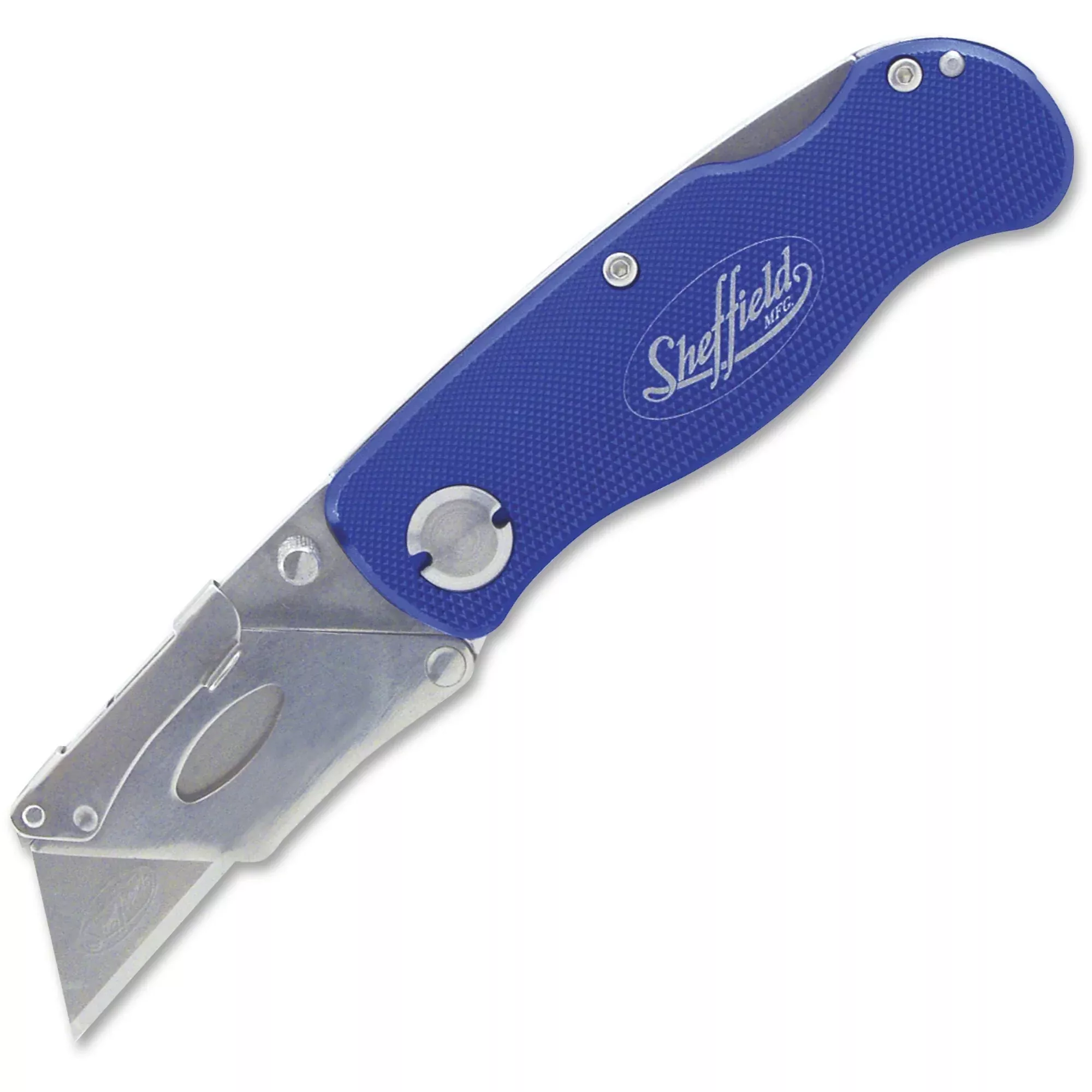 0.7" Height x 4" Width x 8.9" Length - Locking Blade, Sturdy, Snap Closure, Lightweight, Pocket Clip - Aluminum - Blue - 1 Each