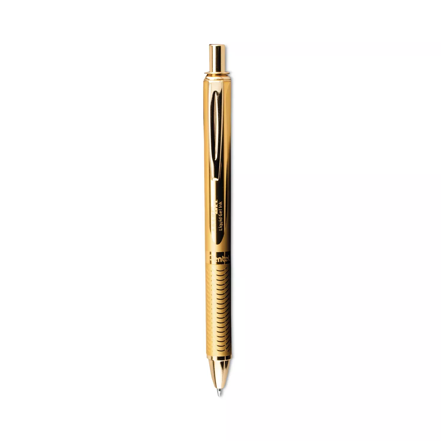 0.7 mm Medium Pen Point - Refillable - Retractable - Black Ink - Liquid Gel Ink - Gold Aluminum Alloy Barrel - Metal Tip - 1 Each