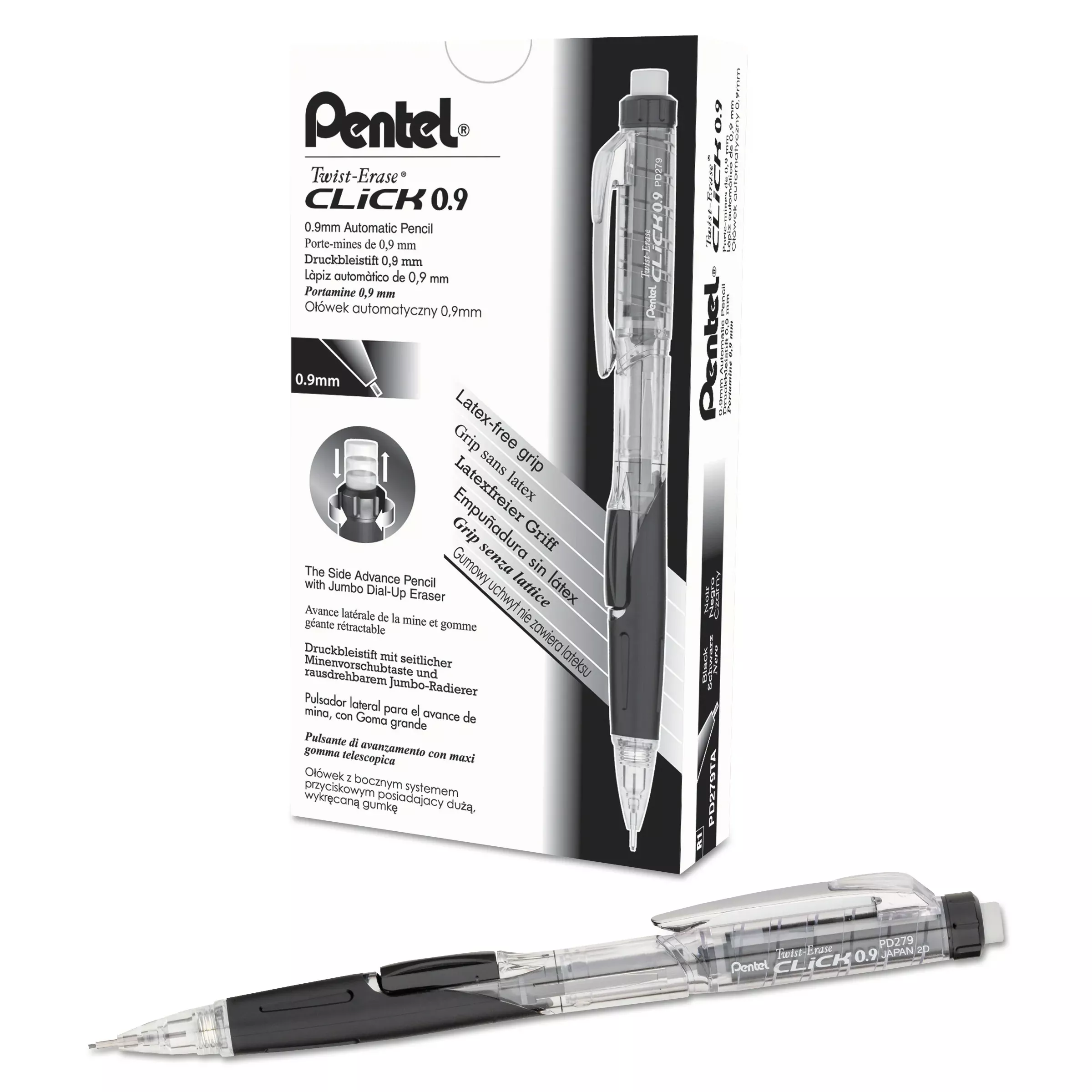 0.9 mm Black Lead - #2, HB - Refillable - Transparent, Black Barrel - 1 Each