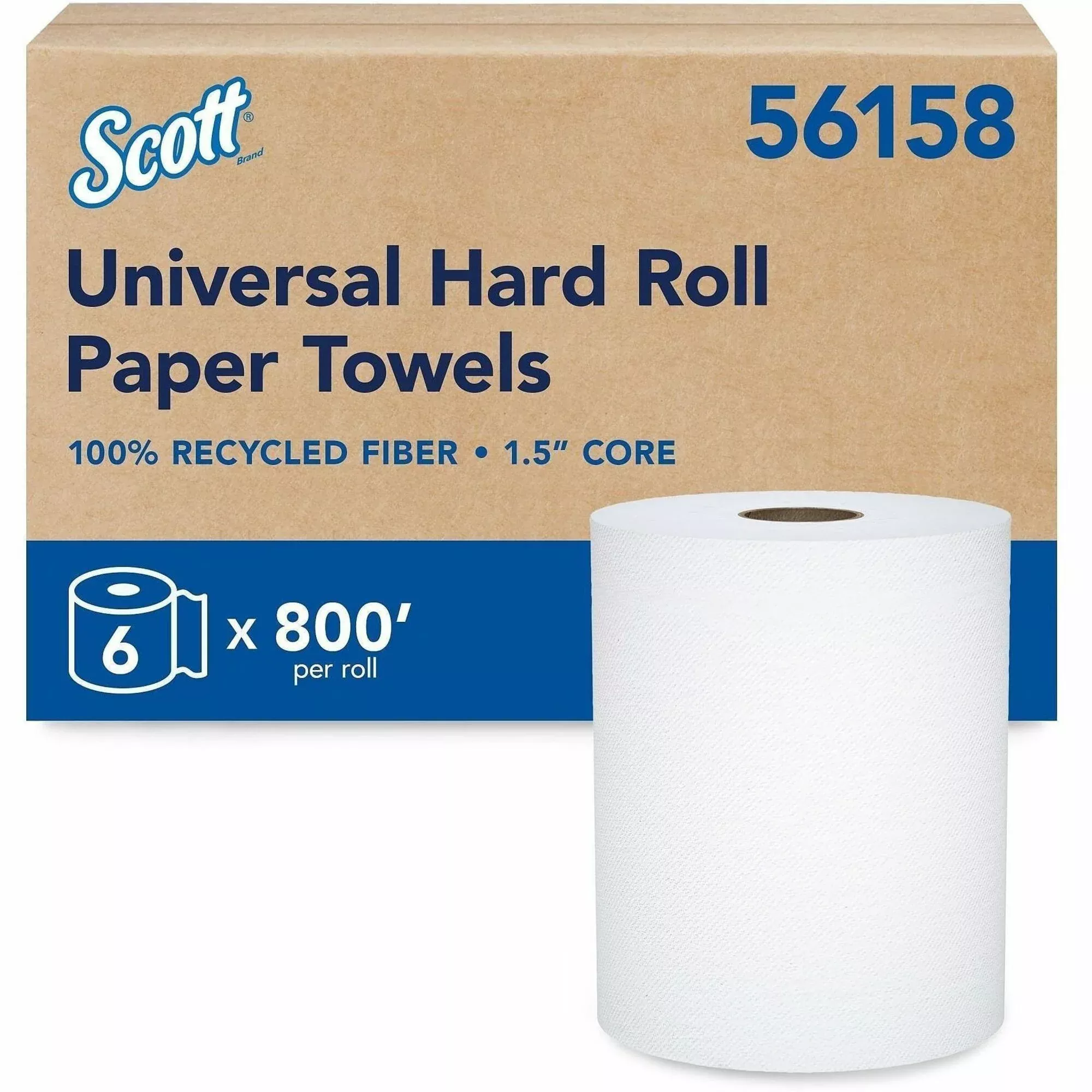 1 1/2" Core - White - Fiber - 6 / Carton