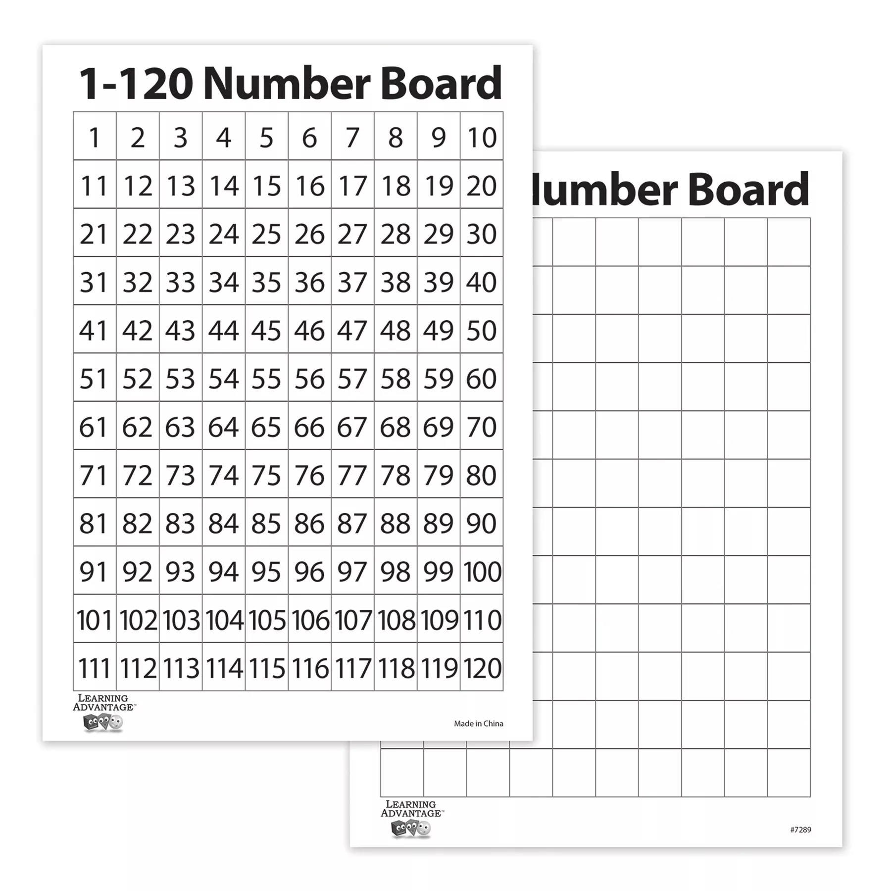 1-120 Number Dry Erase Boards, Set of 10