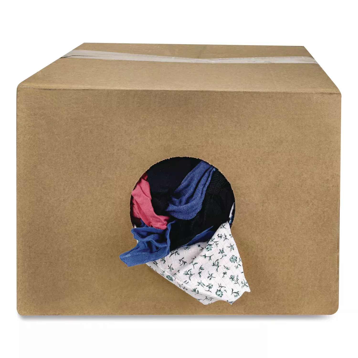 COLORED T-SHIRT RAGS, COTTON, ASSORTED, 25/BOX