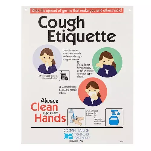 Cough Etiquette Sign, Cough Etiquette Sign, 14” x 22”, CEP