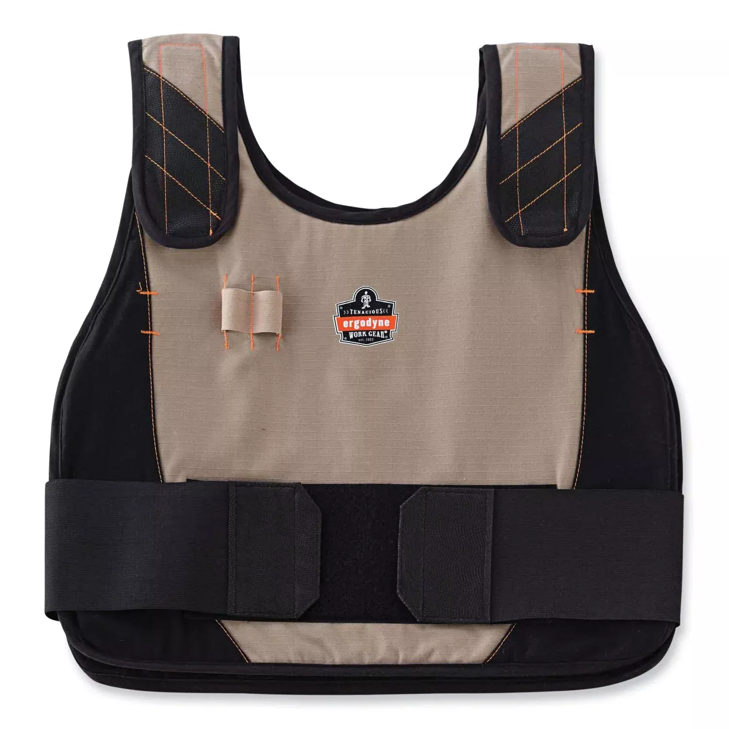 Ergodyne 6215 Safety Vest, Small/Medium, Khaki, Hook & Loop Closure, Adjustable, Flame Resistant, Reflective Strap, Cotton/Modacrylic Fabric, Includes 2 Cooling Packs, 1 Each
