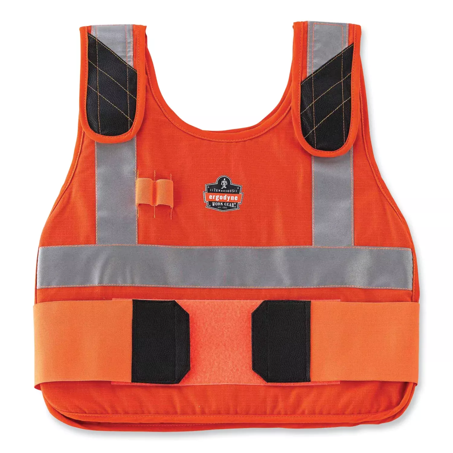 Ergodyne 6225 Premium Cooling Vest, Large/Extra Large, Hook & Loop Closure, Cotton/Modacrylic, Orange, Adjustable, Flame Resistant, Reflective, Expandable Side, Elastic Loop, 1 Each
