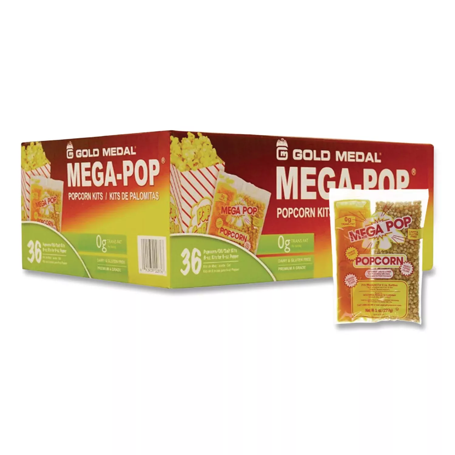 Mega Pop Popcorn, Butter, 8 Oz Bag, 36 Bags/carton