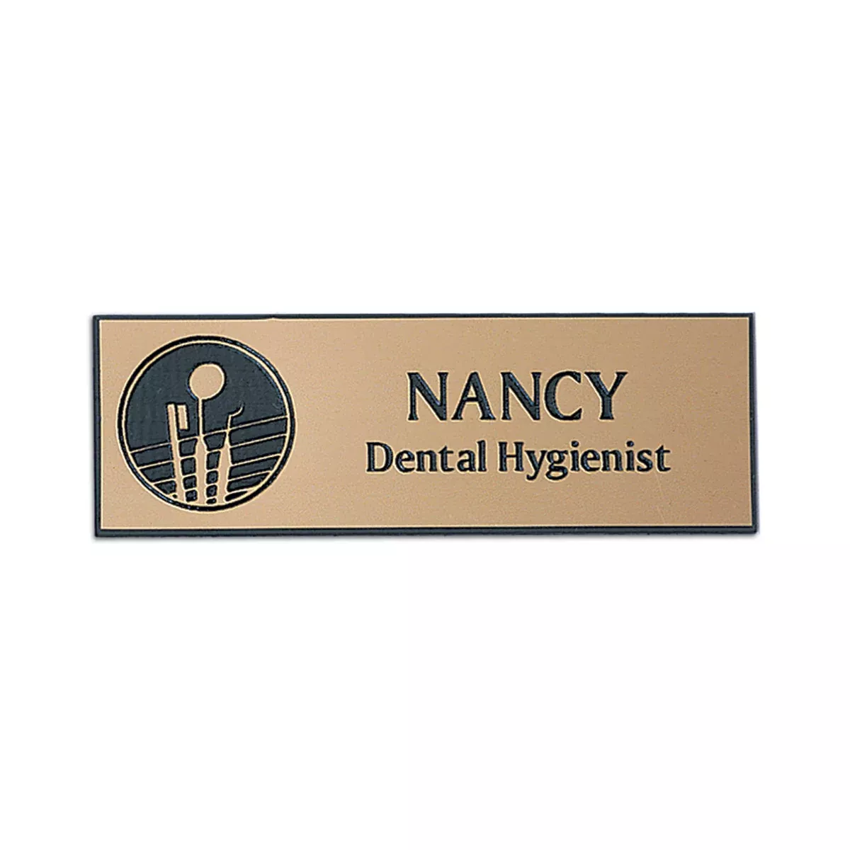 Name Tag With Pin Clip (Gold & Black)