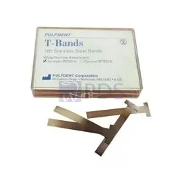 "T" Type Matrix Bands, Stainless Steel, Straight, Assorted, .05mm Thick, 100/bx Pulpdent BTSS/A