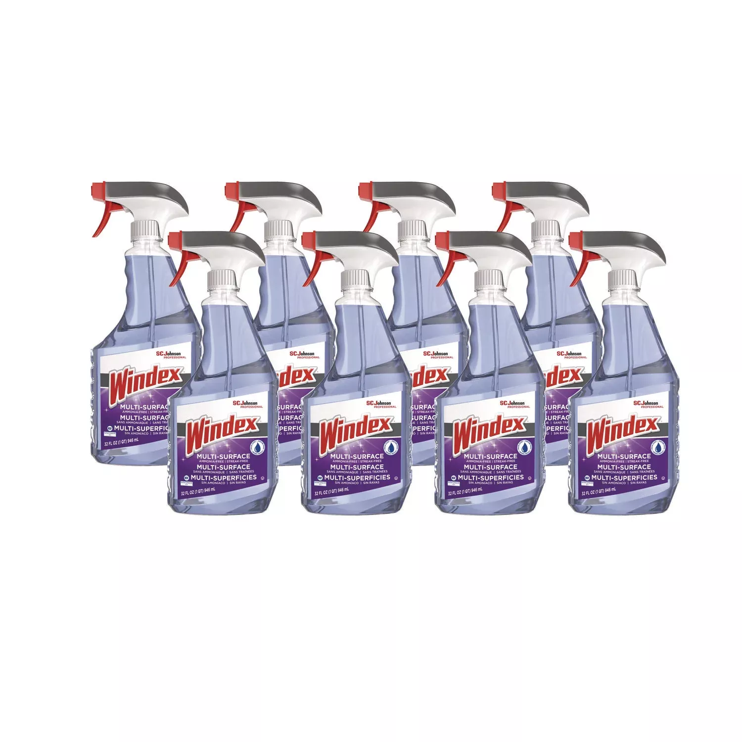 Windex Non-Ammoniated Cleaner, 32 fl oz, Streak-Free, Refillable, Purple Trigger Bottle, 1 Each