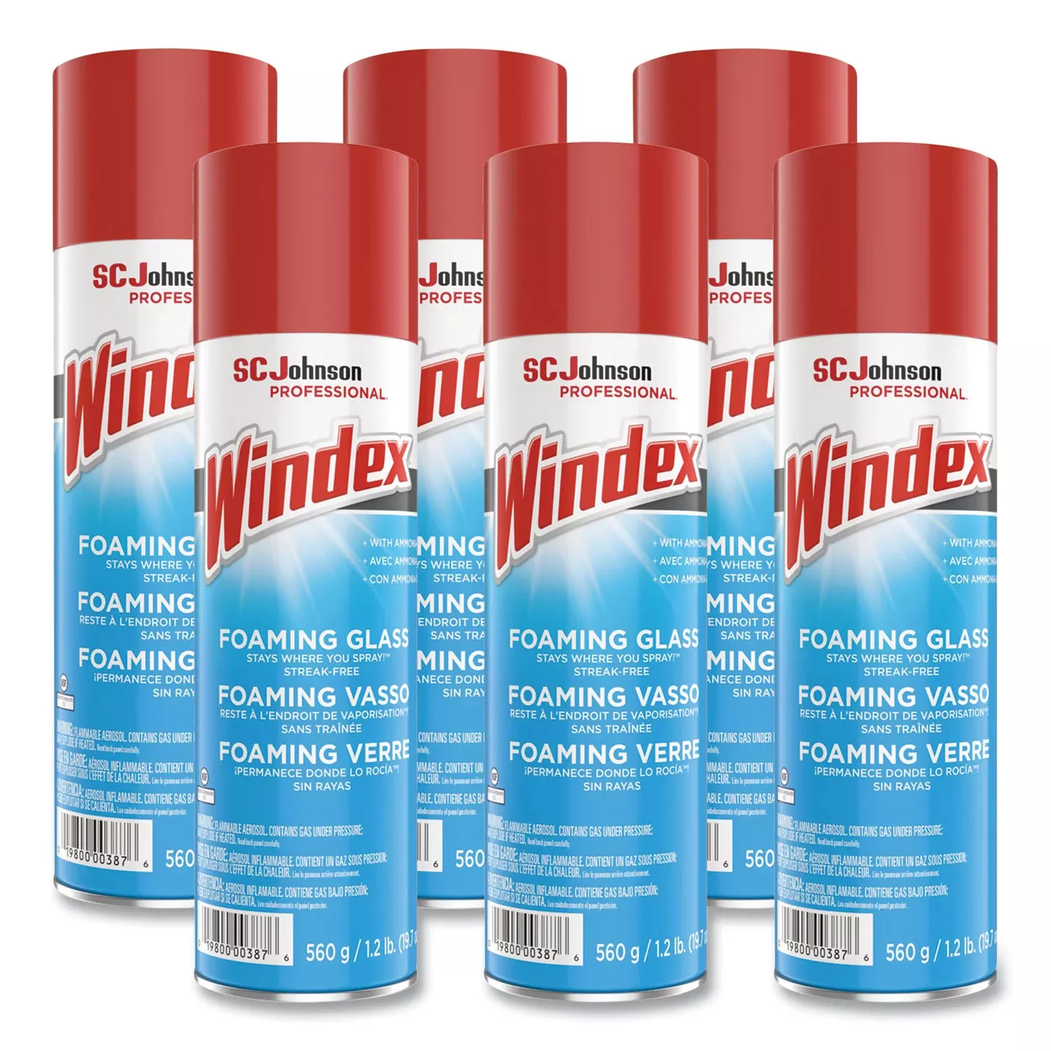 Windex® Foaming Glass Cleaner - For Multipurpose - Aerosol - 19.7 fl oz (0.6 quart) - Recommended For: Dirt Remover, Grime Remover - Streak-free, Versatile, Drip-free - White - 1 Each