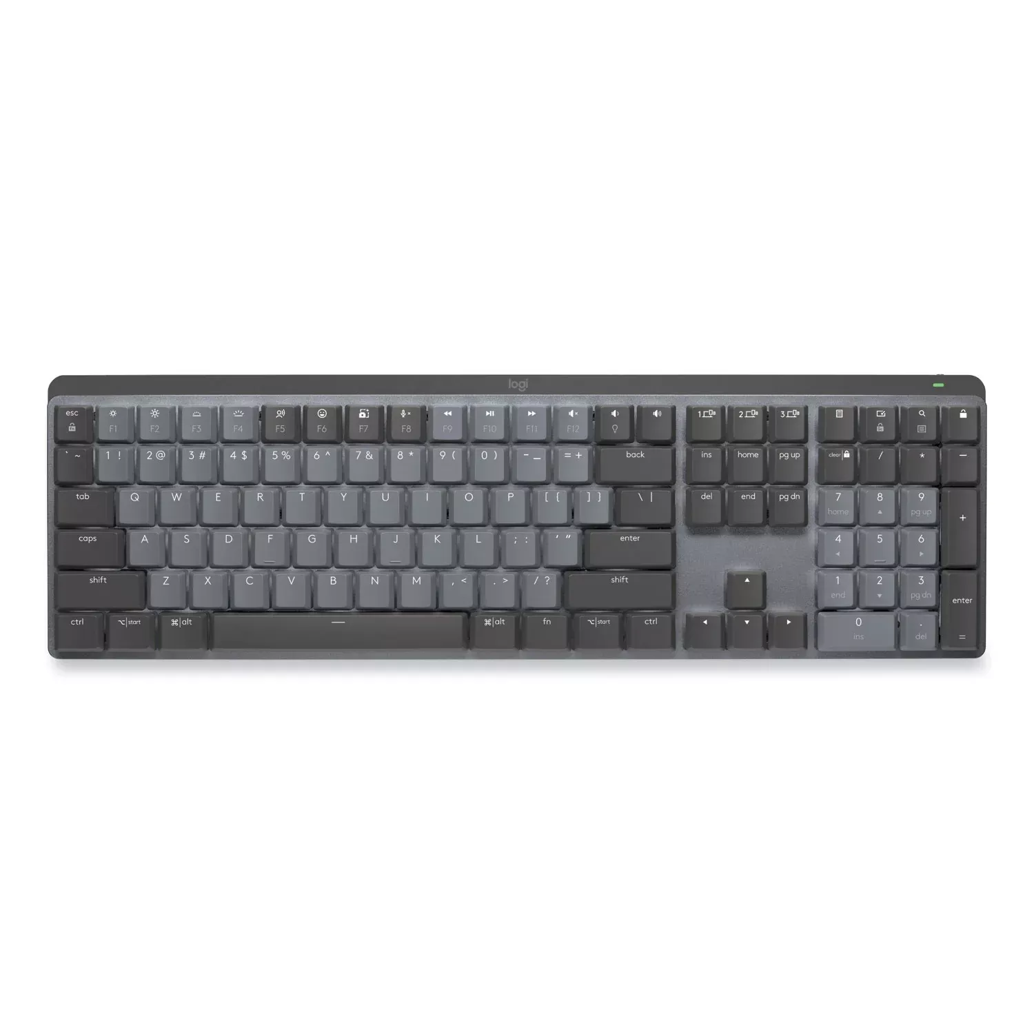 Wireless Connectivity - Bluetooth - 33 ft - USB Interface - Windows 10, Windows 11, macOS 10.15, iOS 14, iPadOS 14, Linux, ChromeOS, Android 8.0 - PC, Mac - Mechanical Keyswitch - Proprietary Battery Size Battery Size Supported - Graphite