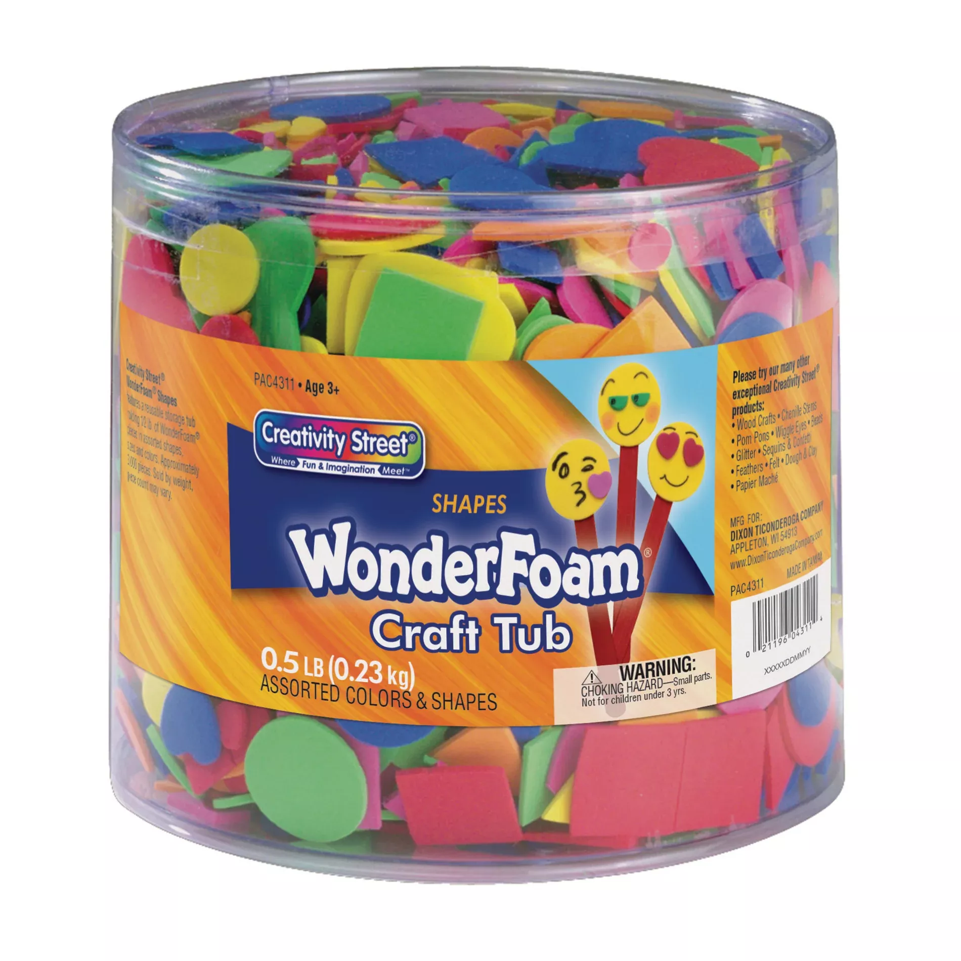WonderFoam Craft Tub, Foam Shapes, Assorted Sizes, 1/2 lb.
