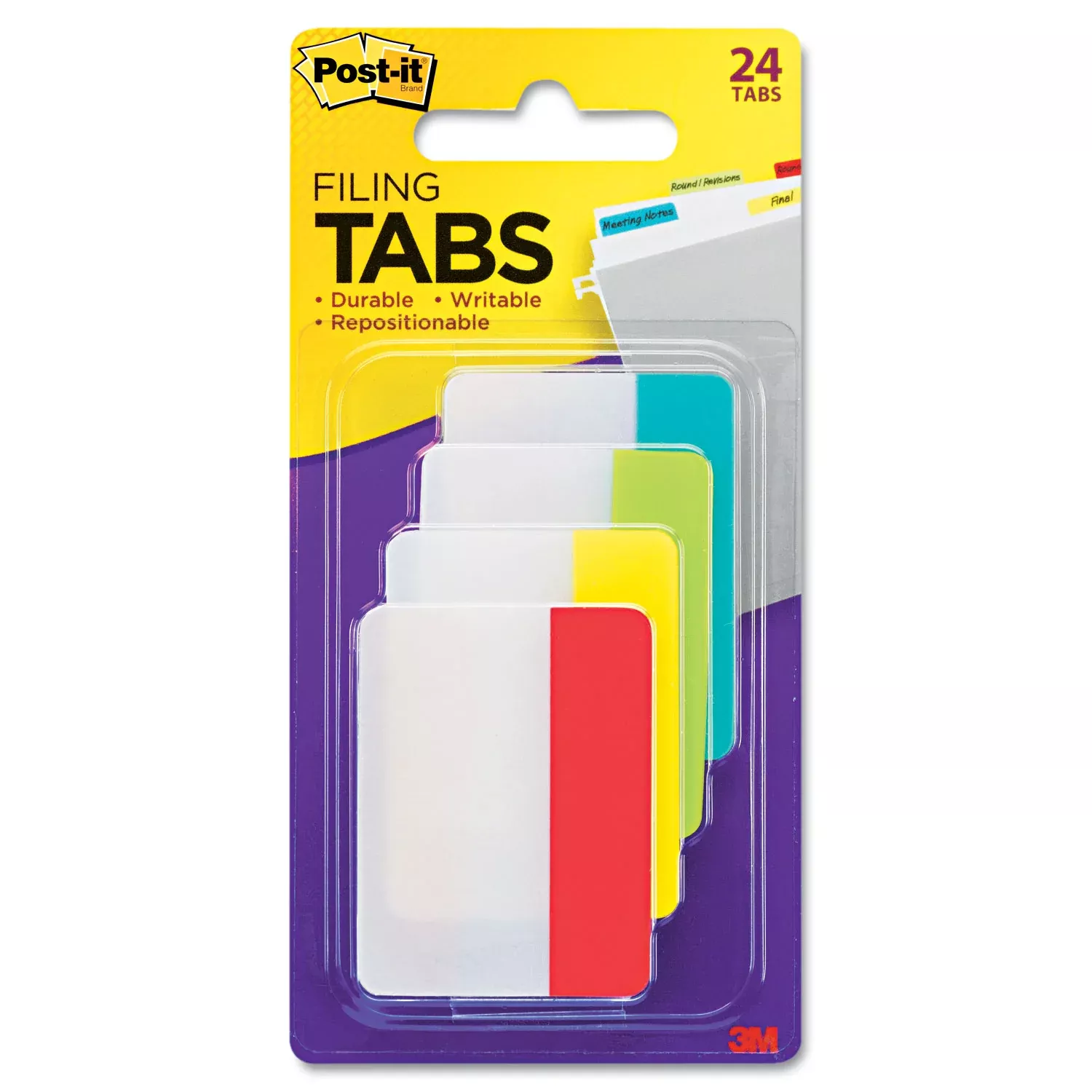 Write-on Tab(s) - 2" Tab Height x 1.50" Tab Width - Red, Yellow, Green, Blue Tab(s) - Durable, Repositionable, Wear Resistant, Tear Resistant - 1 Pack