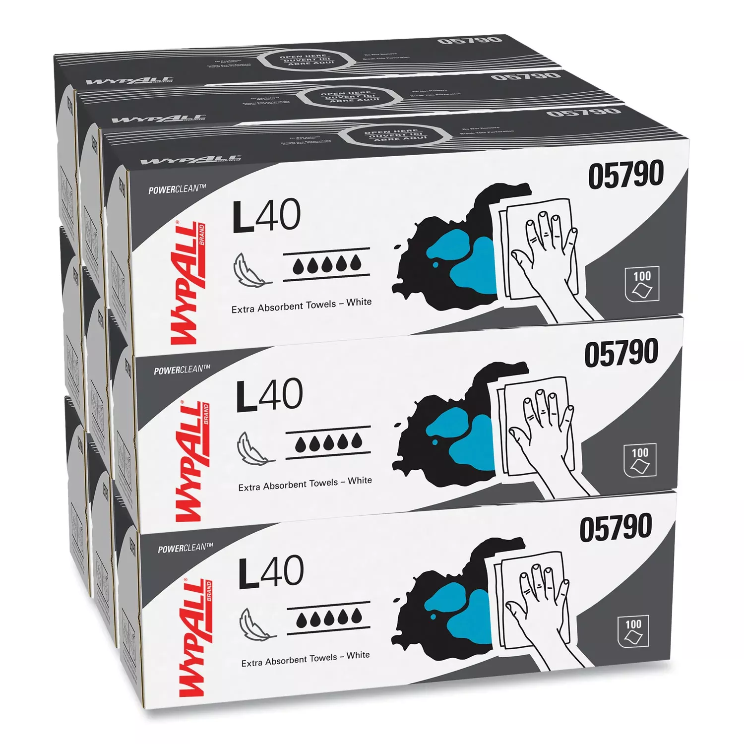 Wypall PowerClean L40 Extra Absorbent Towels - 9.80" Width x 16.40" Length - White - 100/Box - 9 / Carton