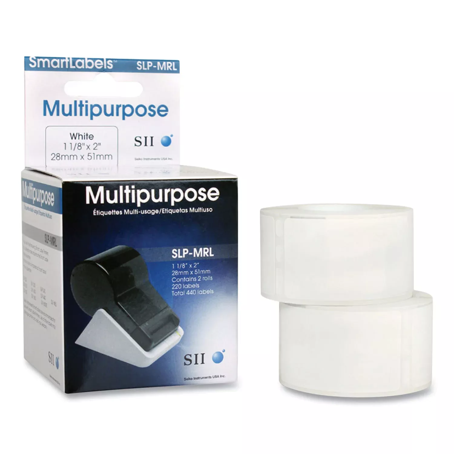 x 1 1/10" Width x 2 1/64" Length - Rectangle - Direct Thermal - White - Paper - Self-adhesive - 220 / Roll - For Label Printer - 1 Box