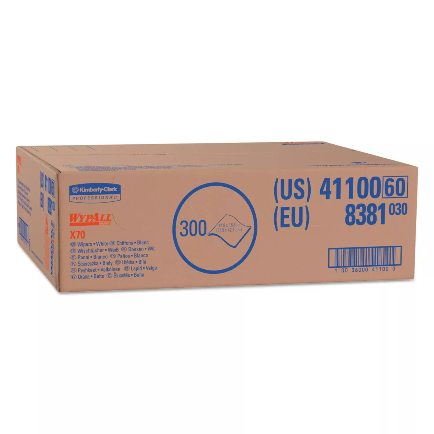 X70 Cloths, Flat Sheet, 16.6 x 14.9, White, 300/Carton