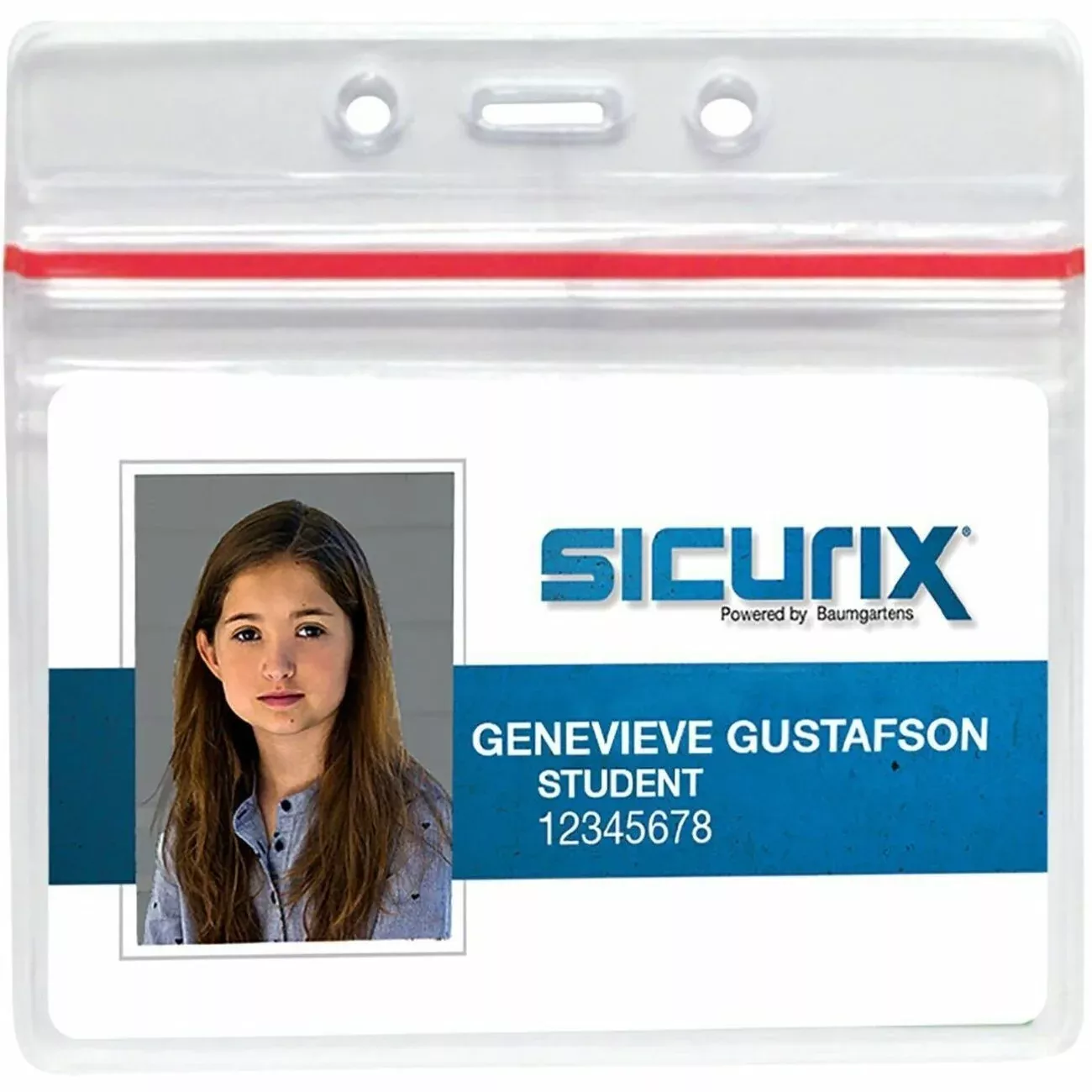 Zip Closure Sealable ID Badge Holders, Horizontal, Clear, Pack of 50