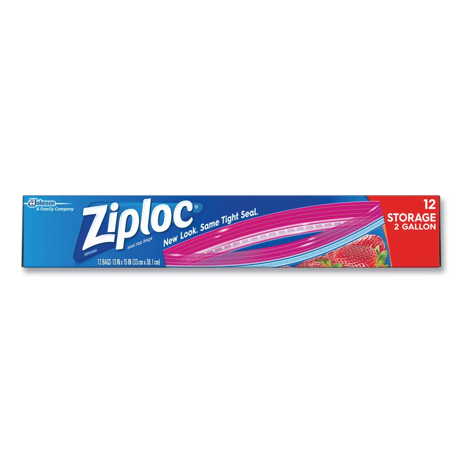 Ziploc 2-Gallon Storage Bags, Extra Large, 13" x 15.63", Zipper Closure, Plastic, 1 Box